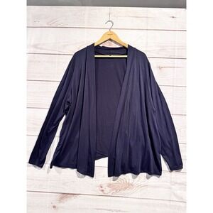 VERVE AMI Open Front Cardigan Sweater Women's 3X Navy Blue Waterfall Cross Back